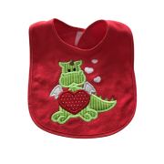 Yếm cho bé màu đỏ đô thêu hình xinh xắn